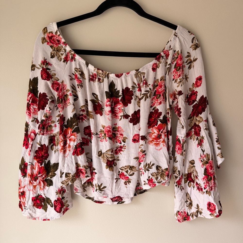 Elegant Floral Off-Shoulder Blouse